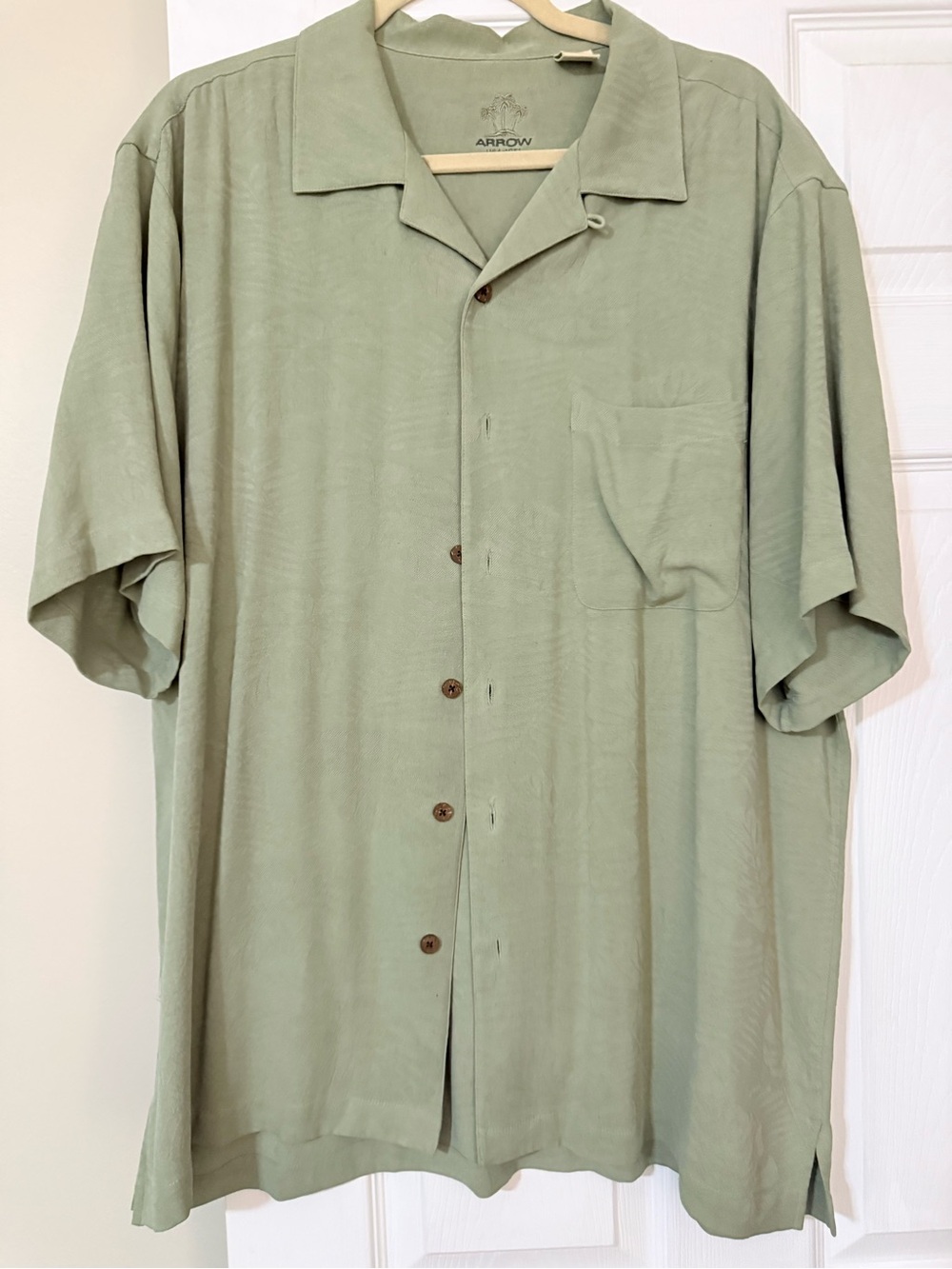ARROW Mens Sage Green Short-Sleeve Button-Up Shirt